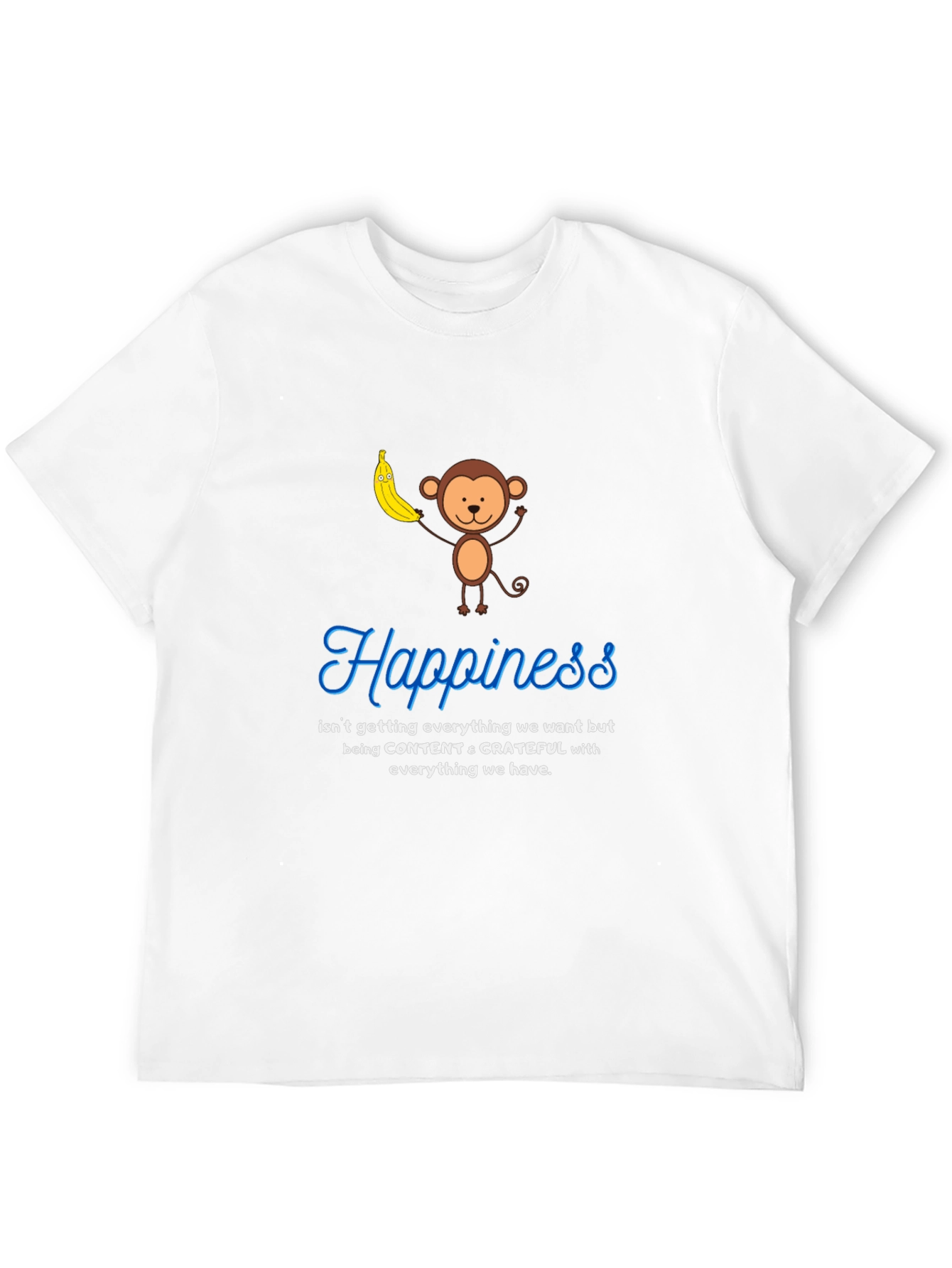 Happiness Monkey Graphic Tee: Content & Grateful T-Shirt