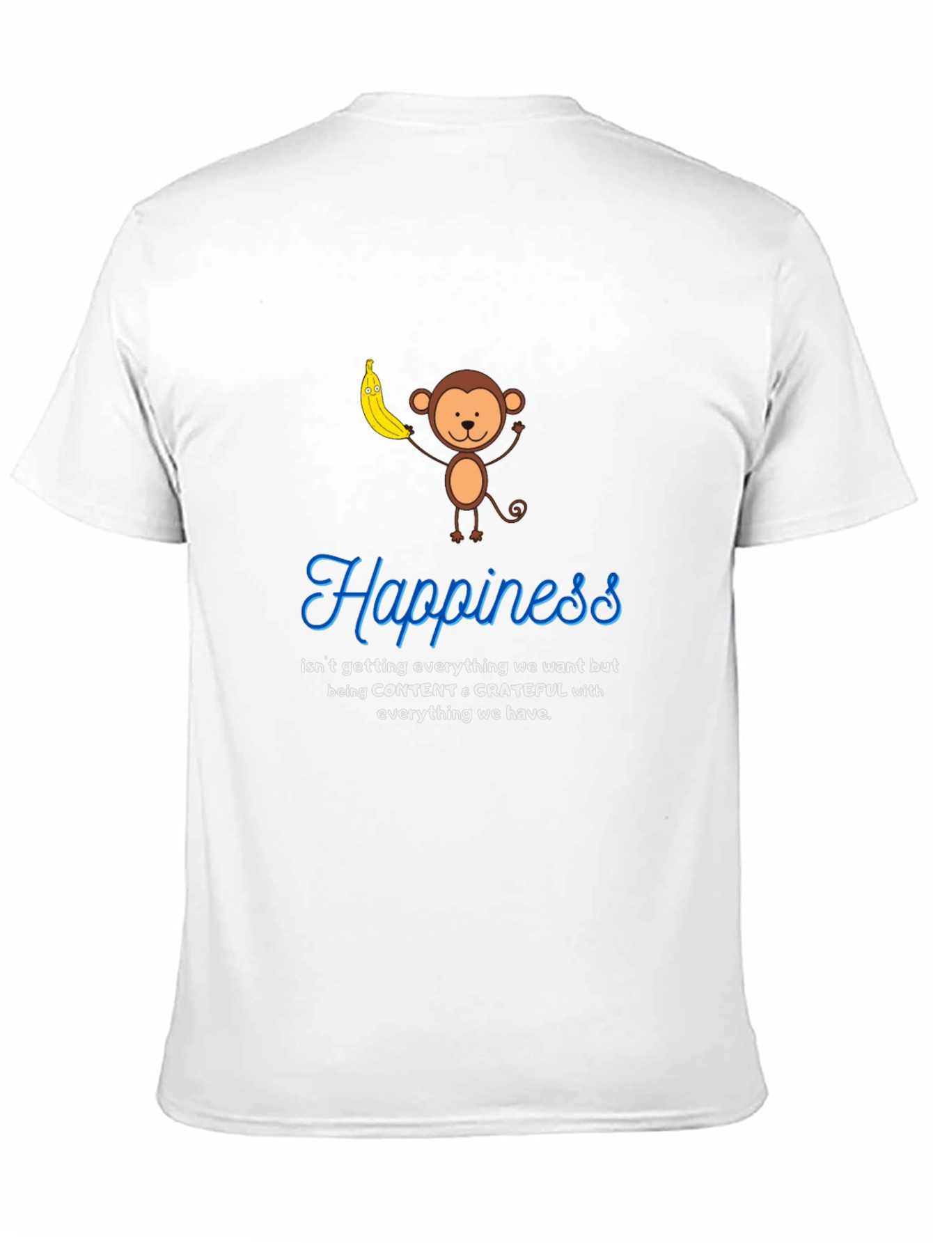 Happiness Monkey Graphic Tee: Content & Grateful T-Shirt