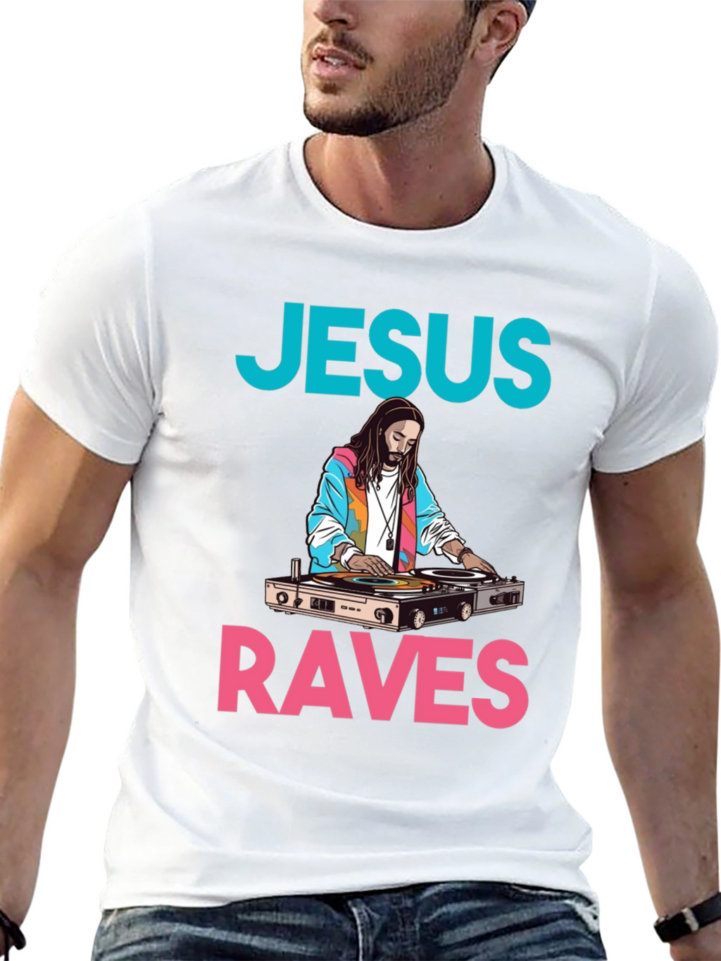 Jesus Raves Graphic Tee - DJ Jesus T-Shirt