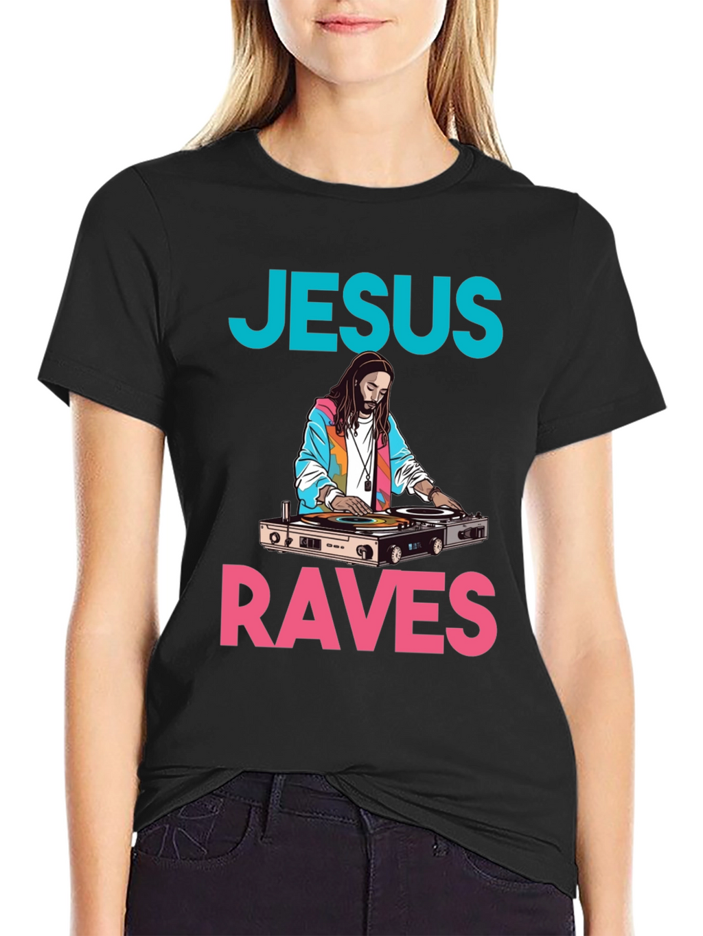 Jesus Raves Graphic Tee - DJ Jesus T-Shirt