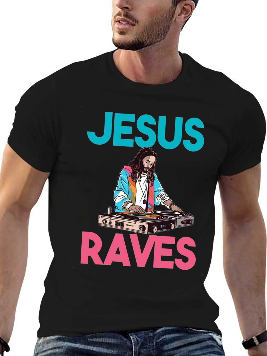Jesus Raves Graphic Tee - DJ Jesus T-Shirt