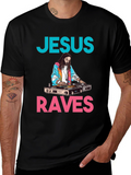 Jesus Raves Graphic Tee - DJ Jesus T-Shirt