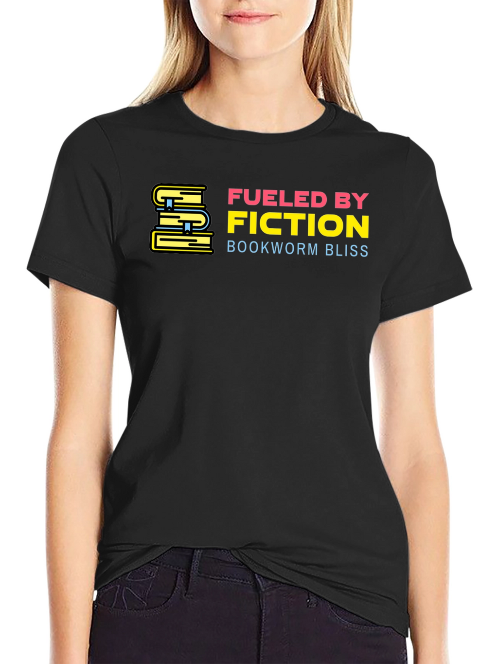 Fueled By Fiction Bookworm Bliss Black T-Shirt