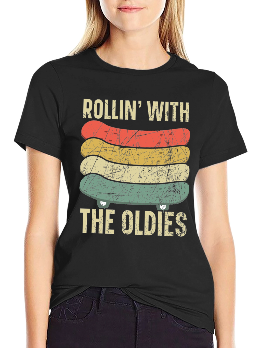 Rollin With The Oldies Skateboard Graphic Tee