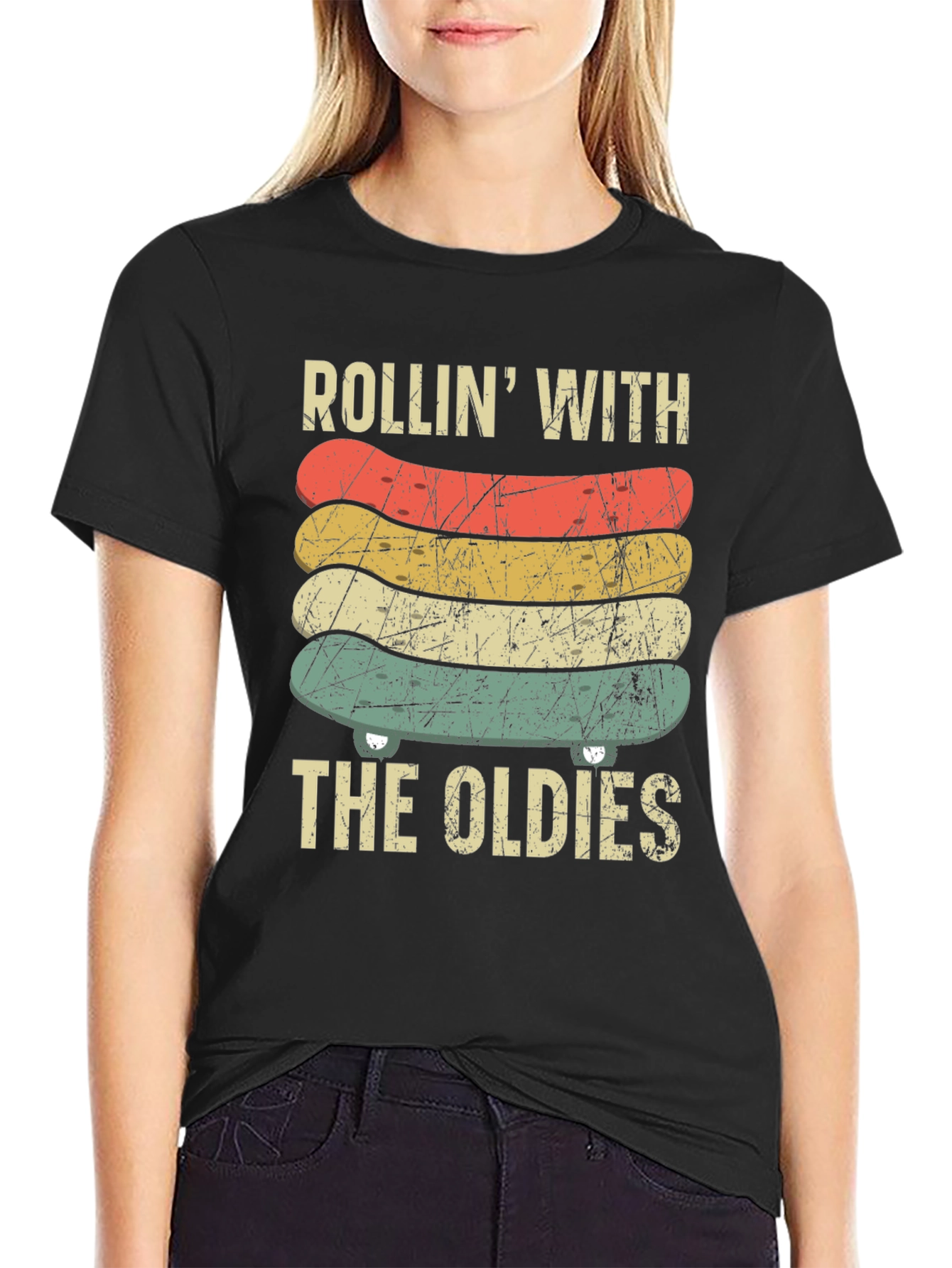 Rollin With The Oldies Skateboard Graphic Tee