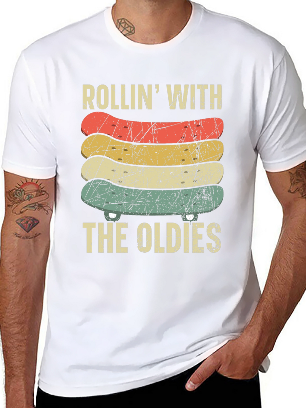 Rollin With The Oldies Skateboard Graphic Tee