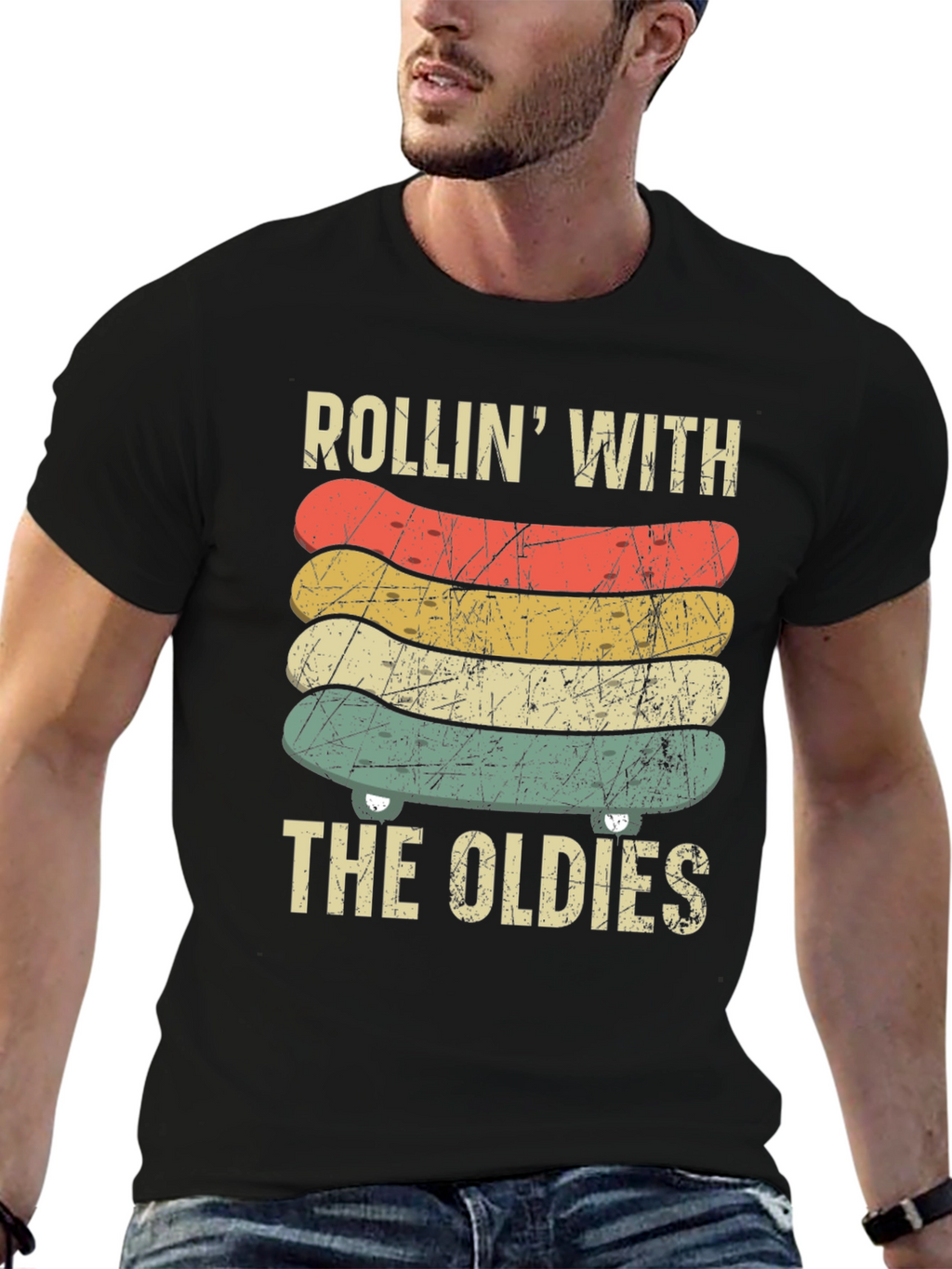 Rollin With The Oldies Skateboard Graphic Tee
