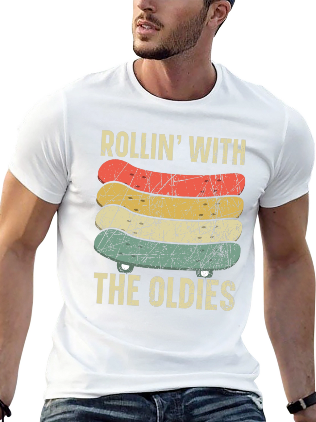 Rollin With The Oldies Skateboard Graphic Tee