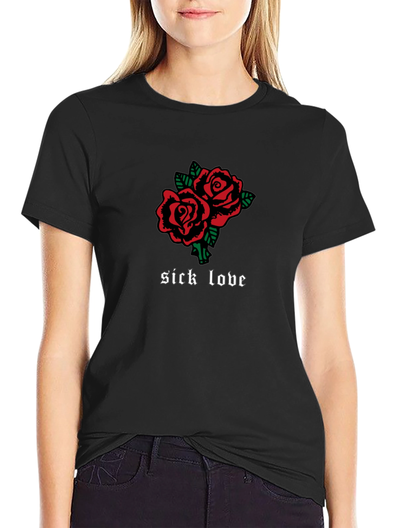 Sick Love Roses Graphic Tee - Gothic Inspired