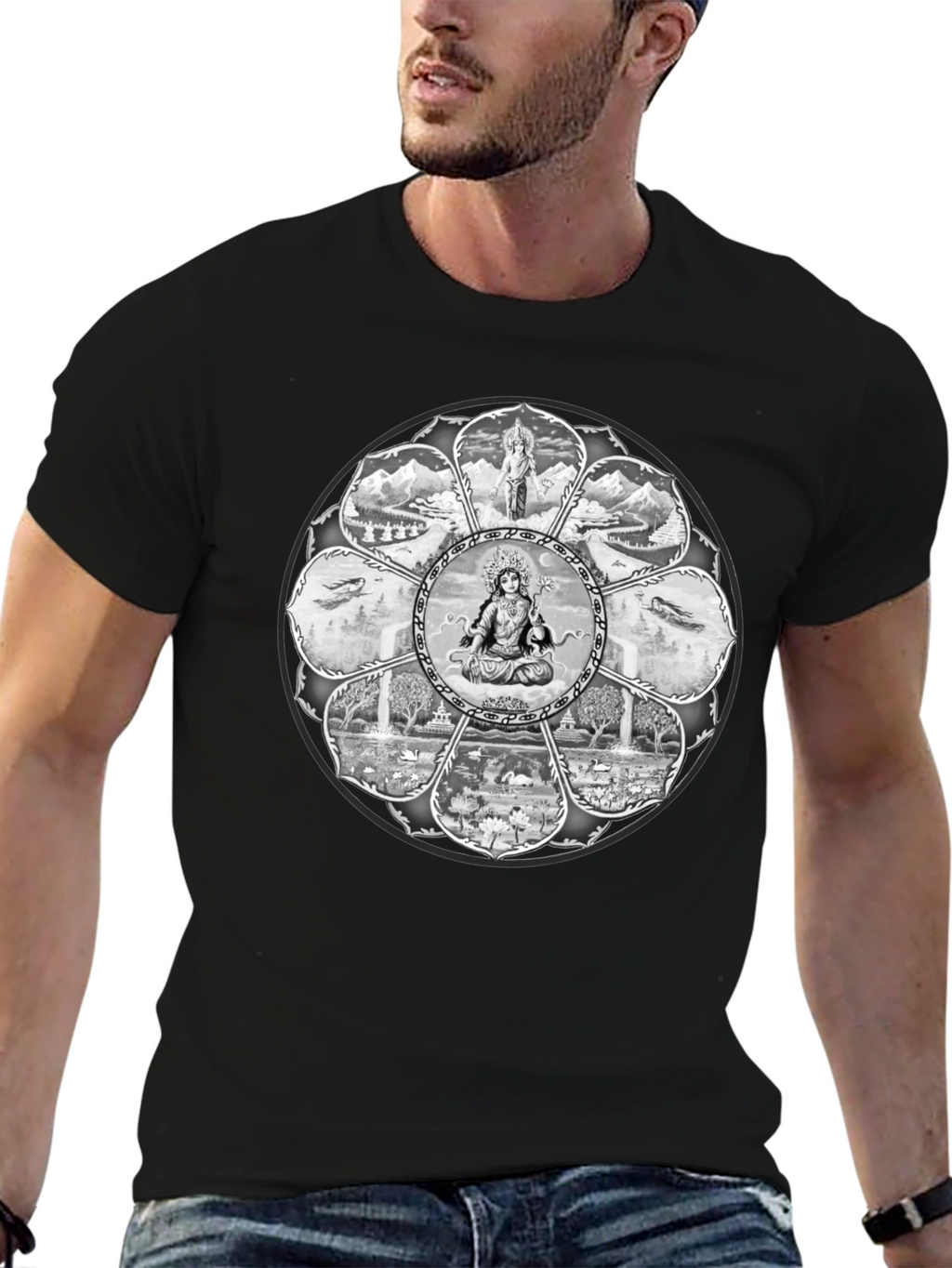 Mandala Graphic Tee - Mens Black T-Shirt