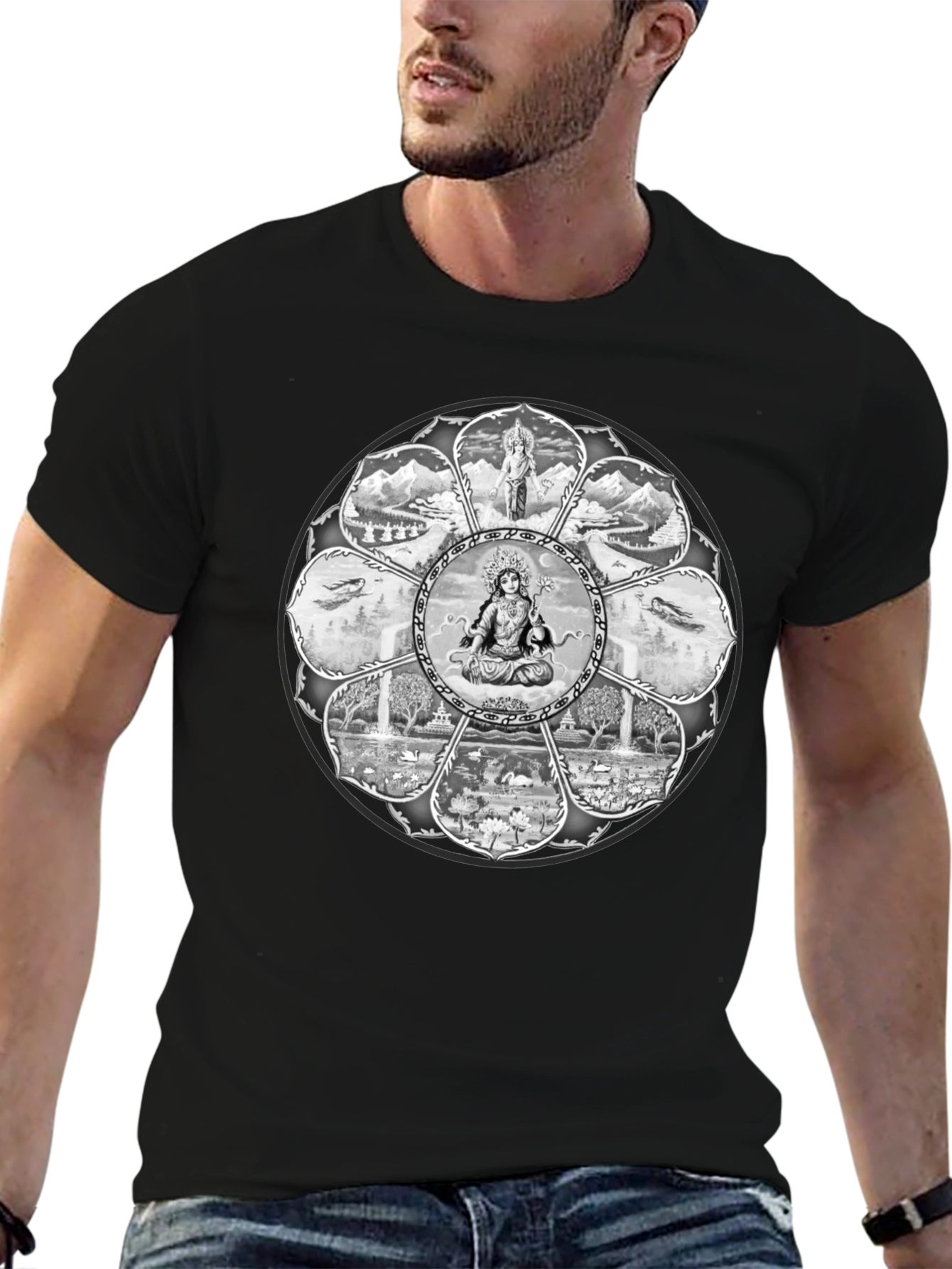 Mandala Graphic Tee - Mens Black T-Shirt