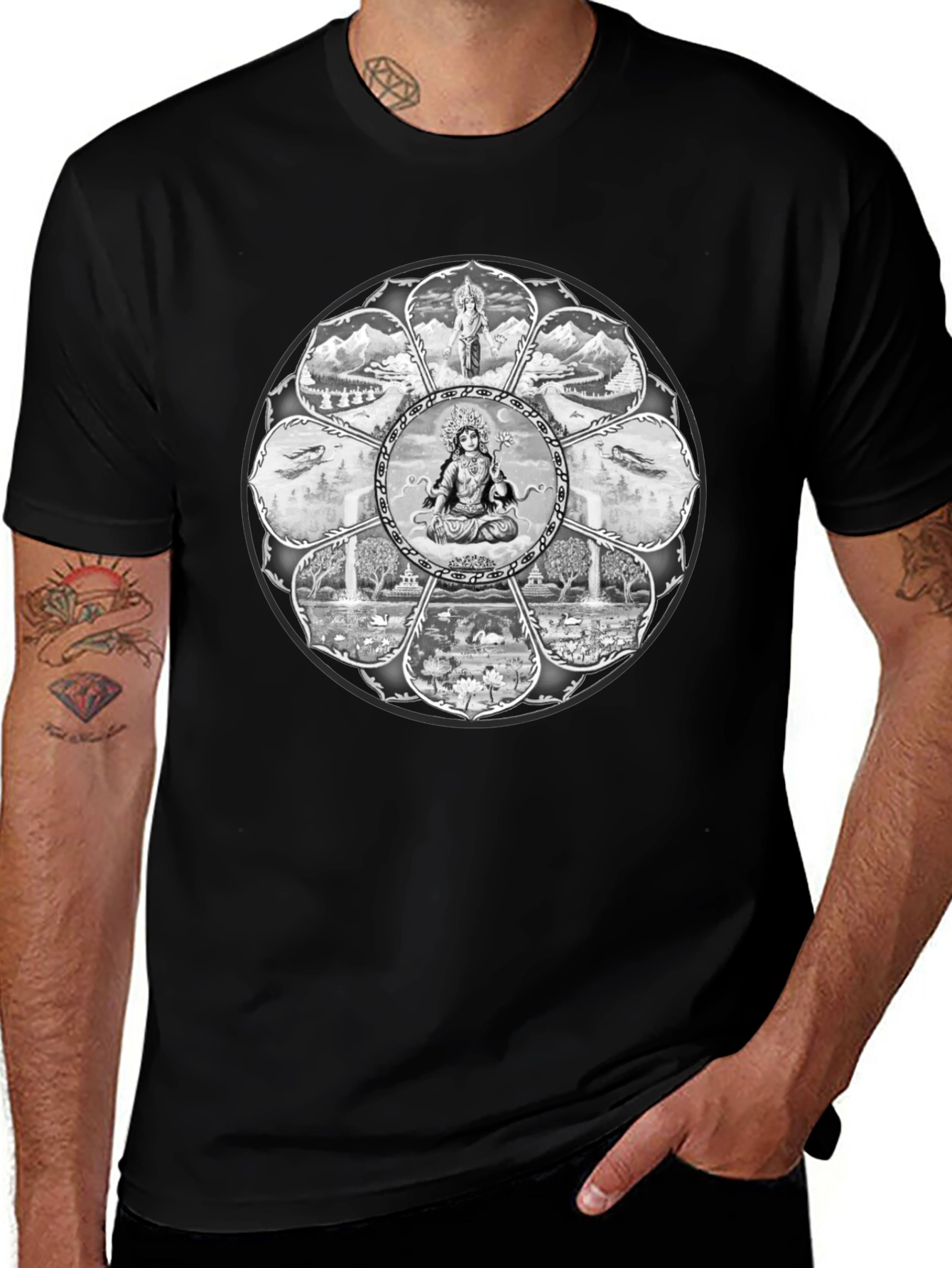 Mandala Graphic Tee - Mens Black T-Shirt
