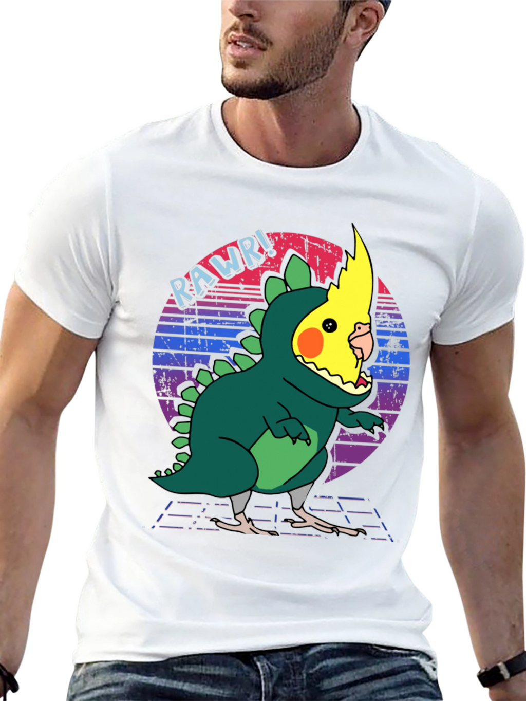 Retro Rawr! Parrot Dinosaur T-Shirt