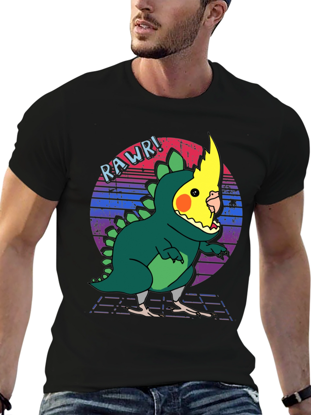 Retro Rawr! Parrot Dinosaur T-Shirt