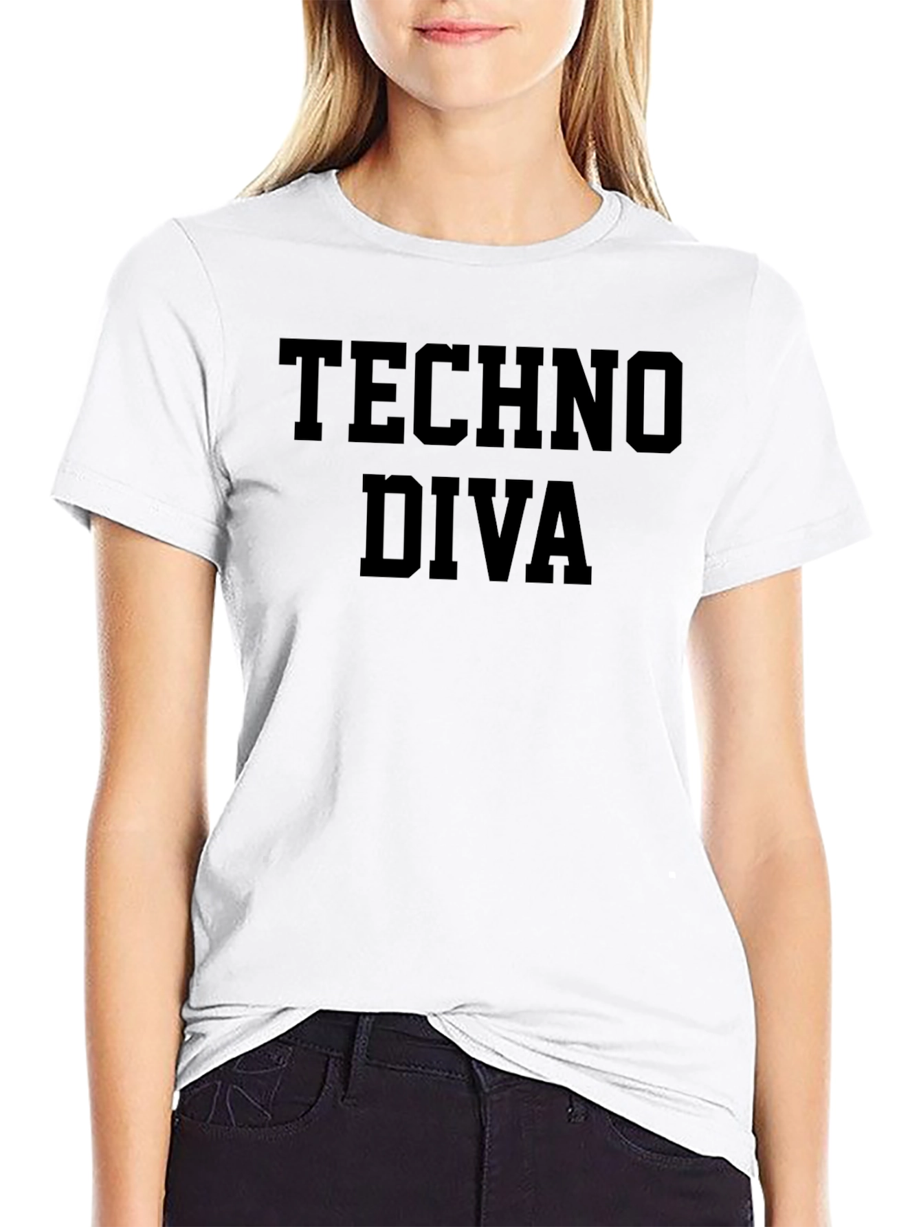 Techno Diva Black Graphic T-Shirt
