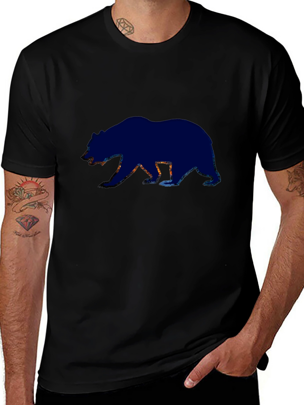 Bear Silhouette Graphic Tee - Black