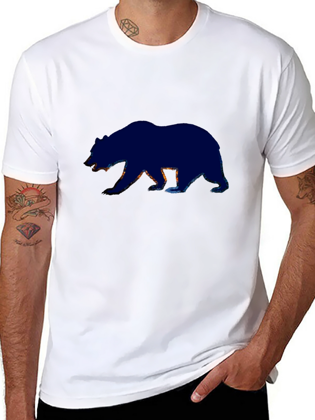 Bear Silhouette Graphic Tee - Black