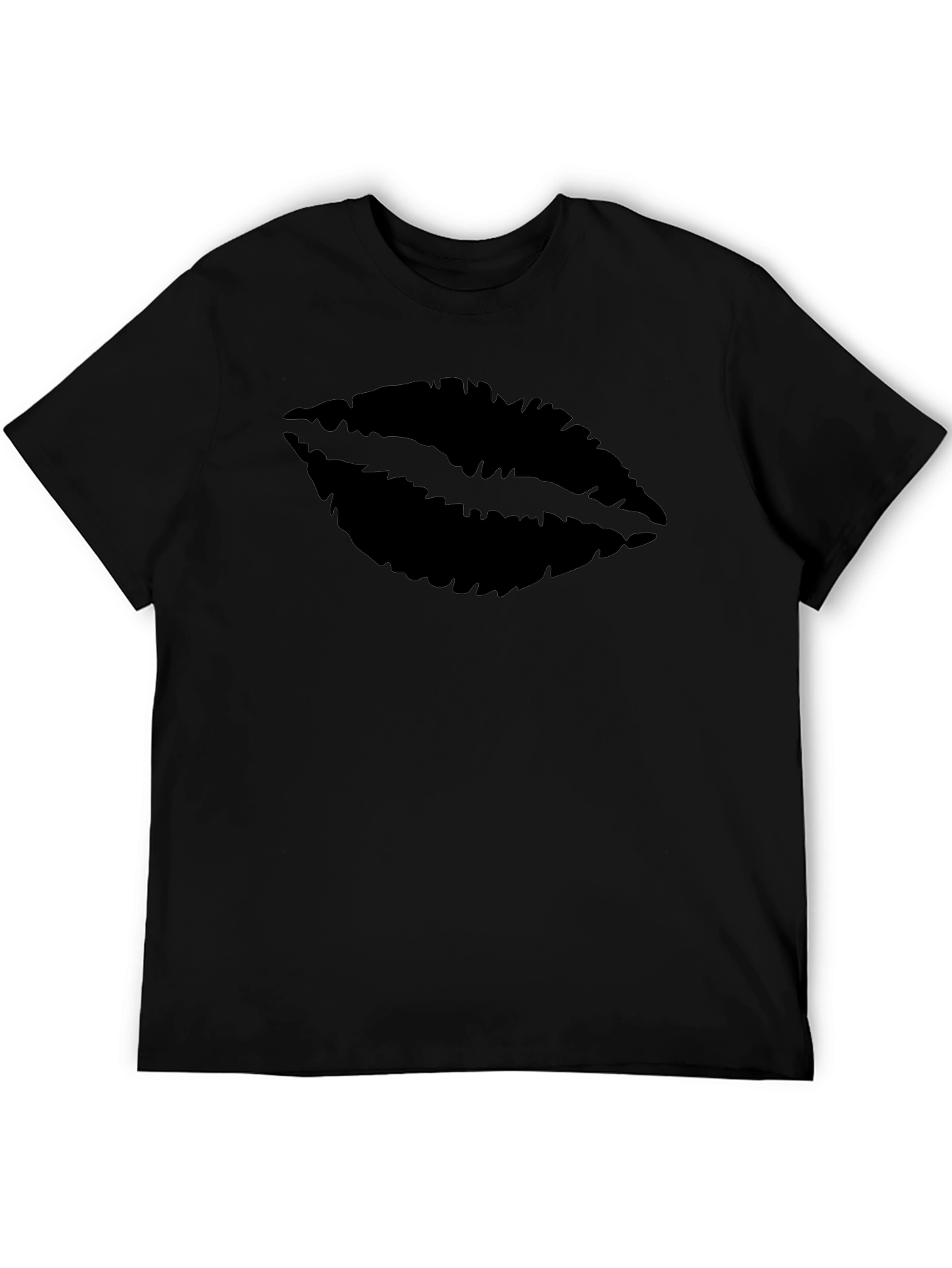 Statement Lips Graphic Black T-Shirt - Casual Tee