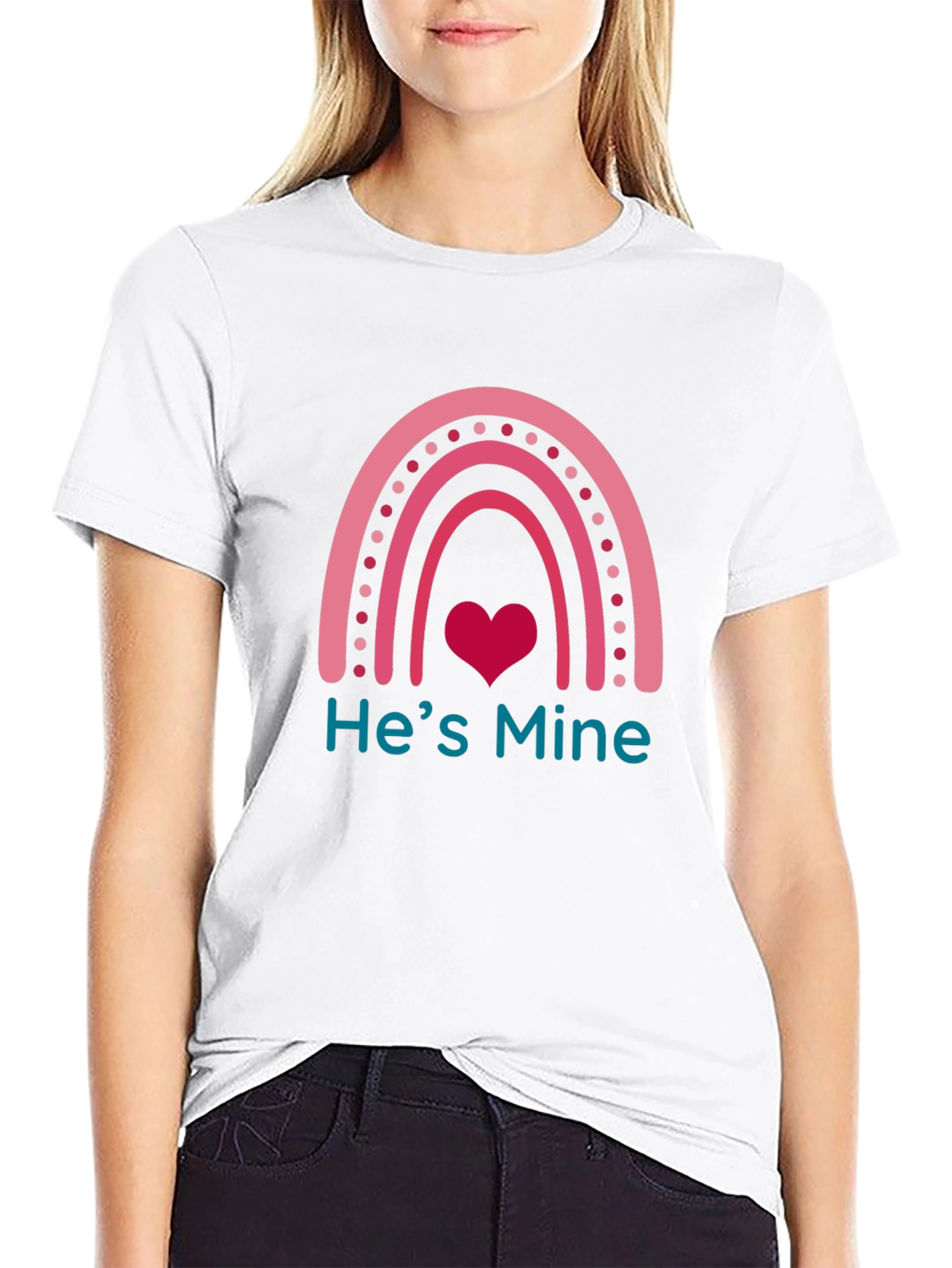 Hes Mine Rainbow Heart Graphic Tee