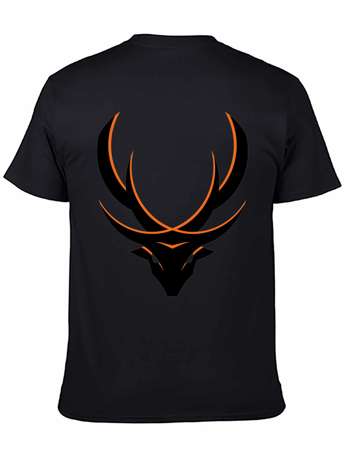 Abstract Deer Graphic Black T-Shirt
