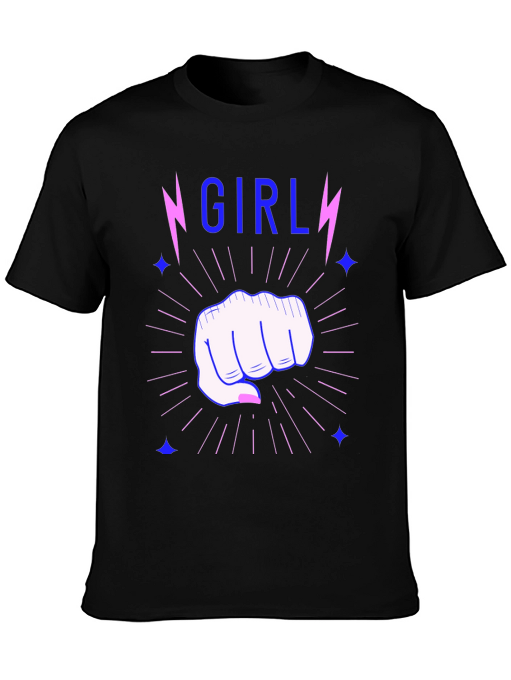 Girl Power Fist Tee - Lightning Bolt Graphic