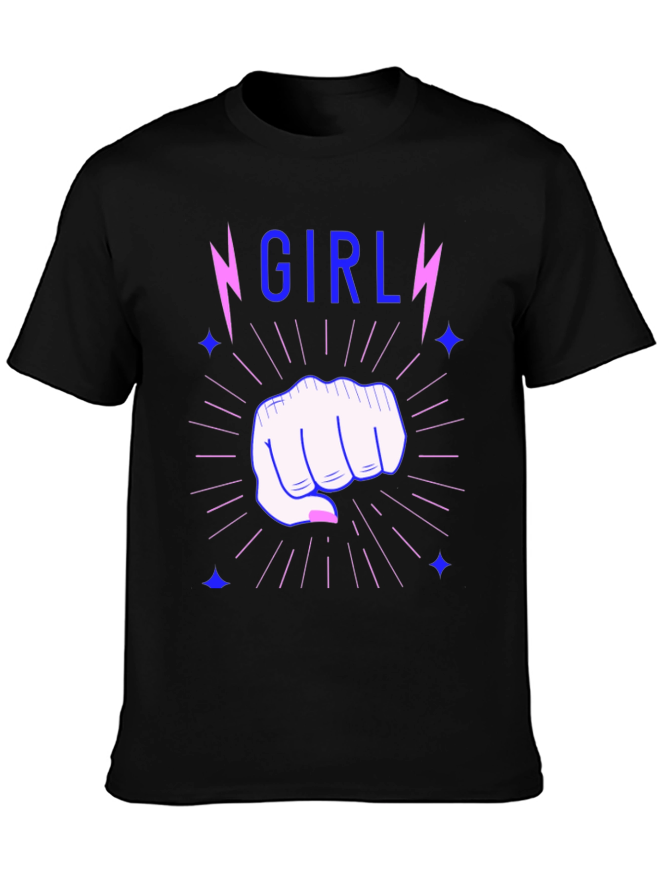 Girl Power Fist Tee - Lightning Bolt Graphic