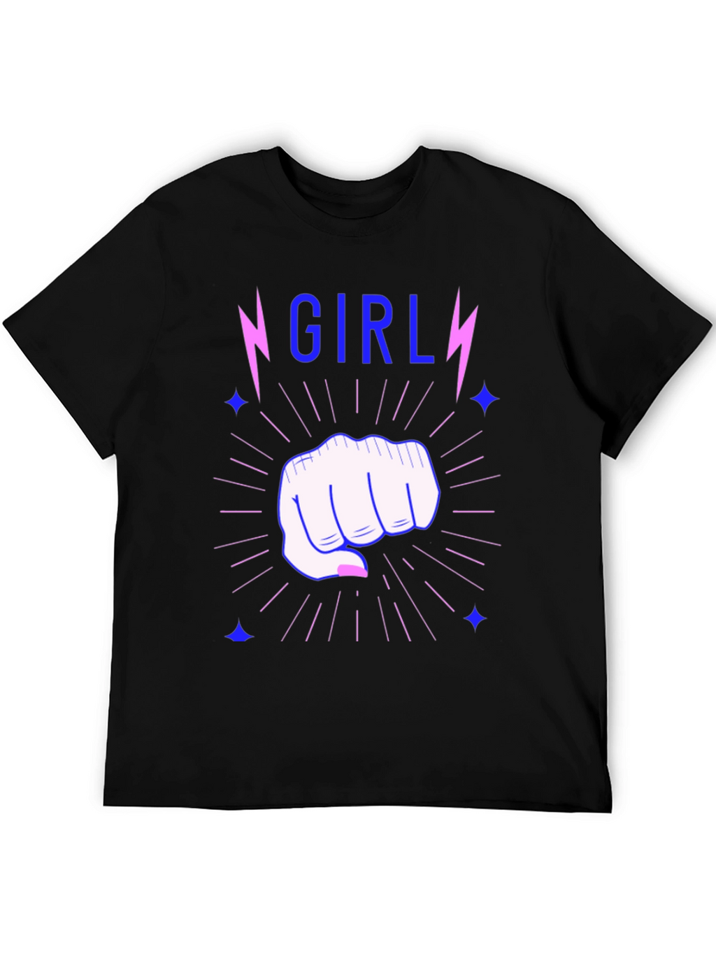 Girl Power Fist Tee - Lightning Bolt Graphic