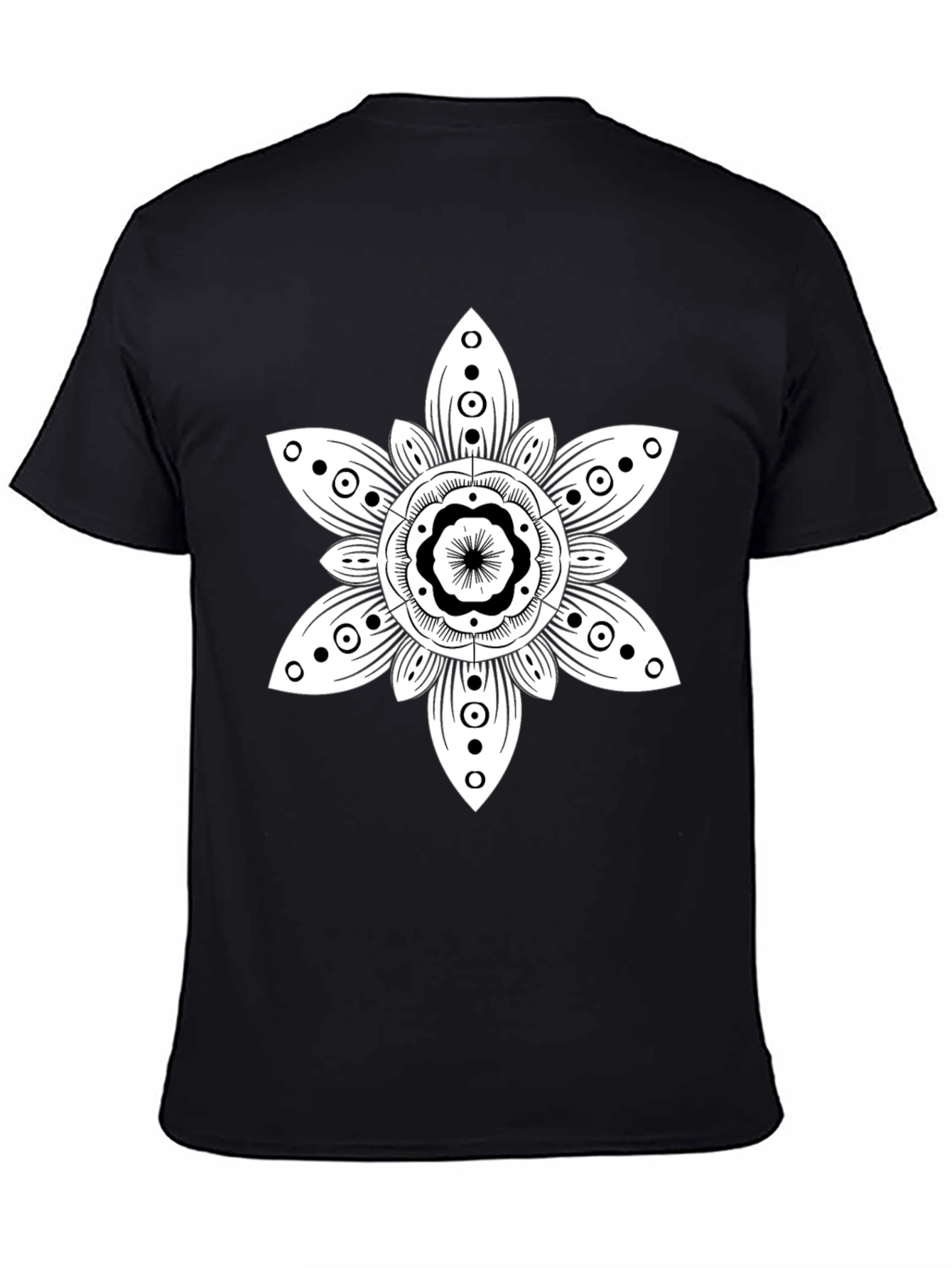 Floral Mandala Graphic Black T-Shirt
