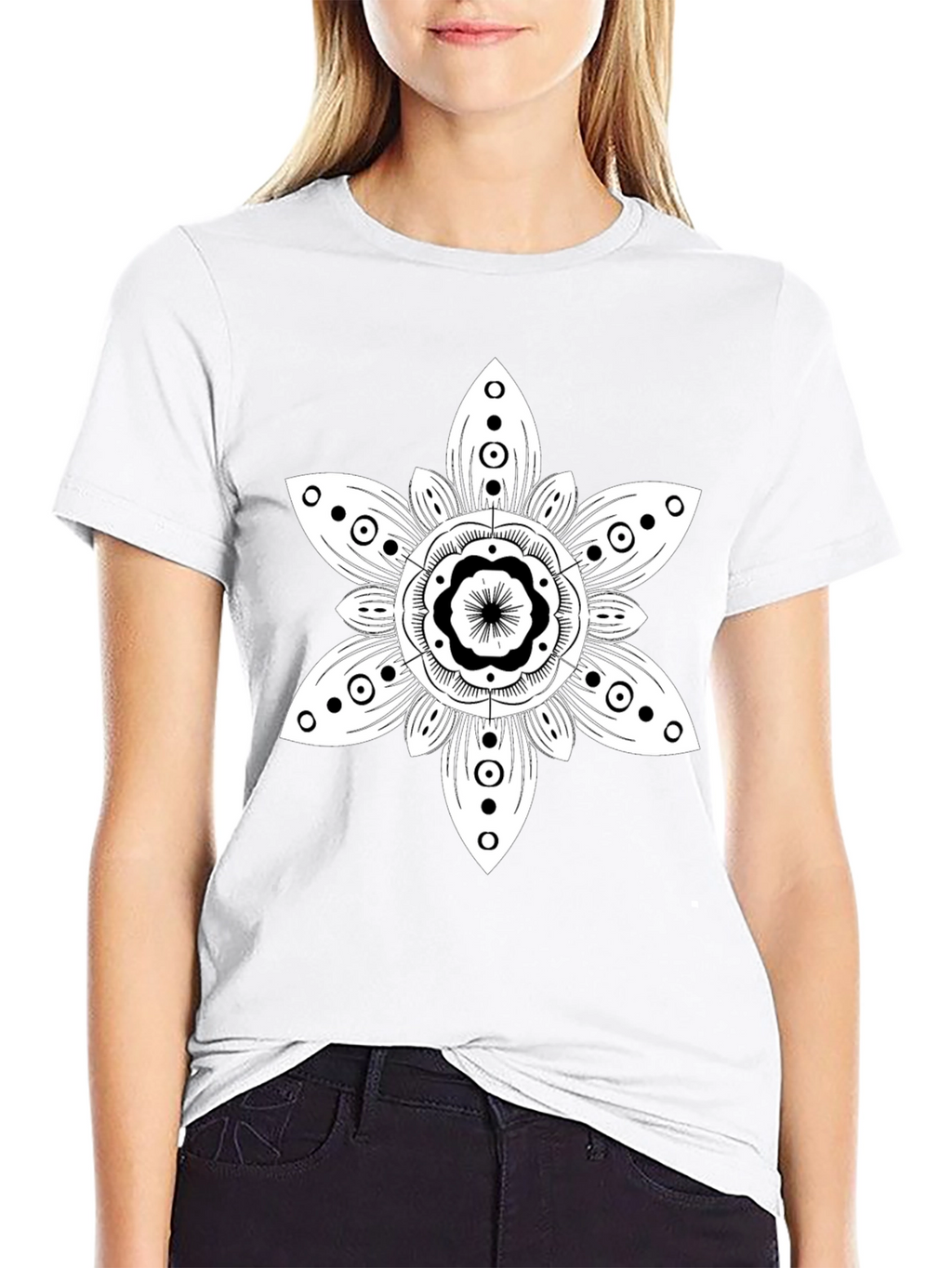 Floral Mandala Graphic Black T-Shirt