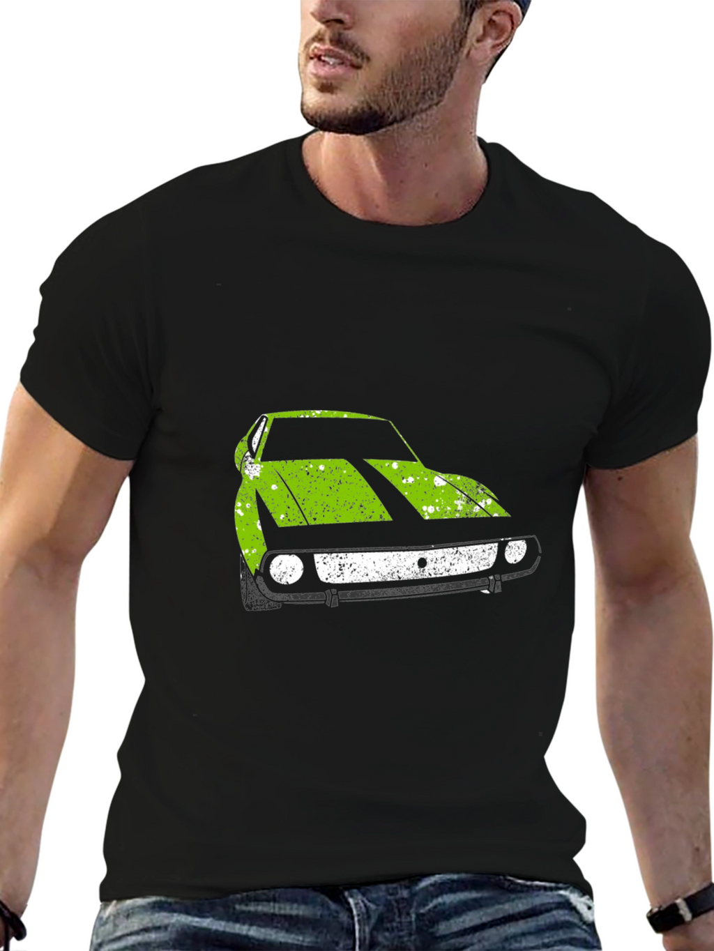 Retro Car Graphic T-Shirt - Black