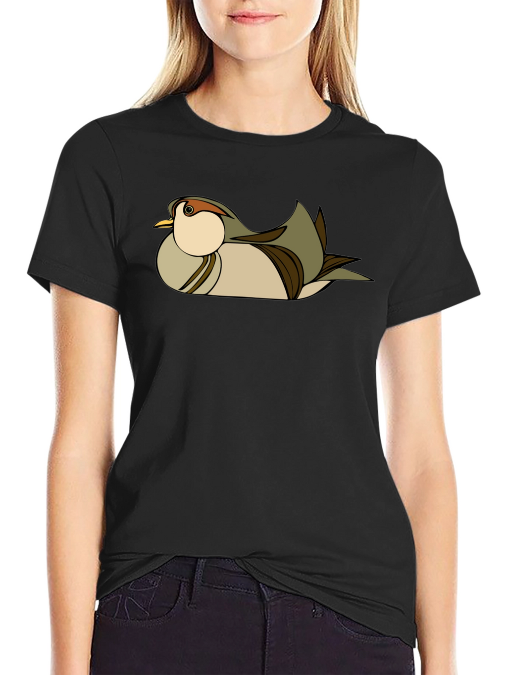 Stylish Bird Graphic Black T-Shirt