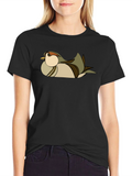 Stylish Bird Graphic Black T-Shirt