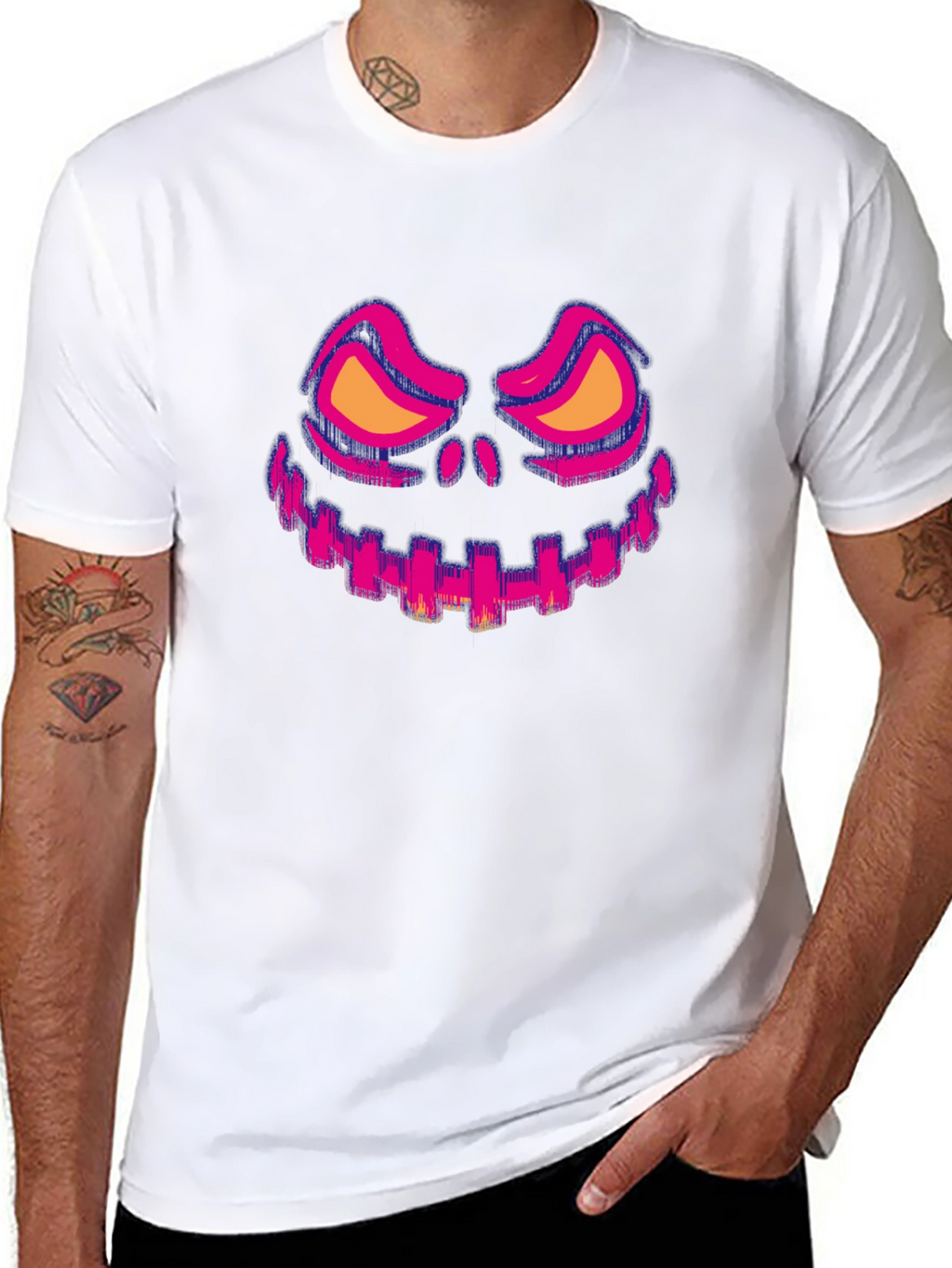 Halloween Face Graphic Tee - Black