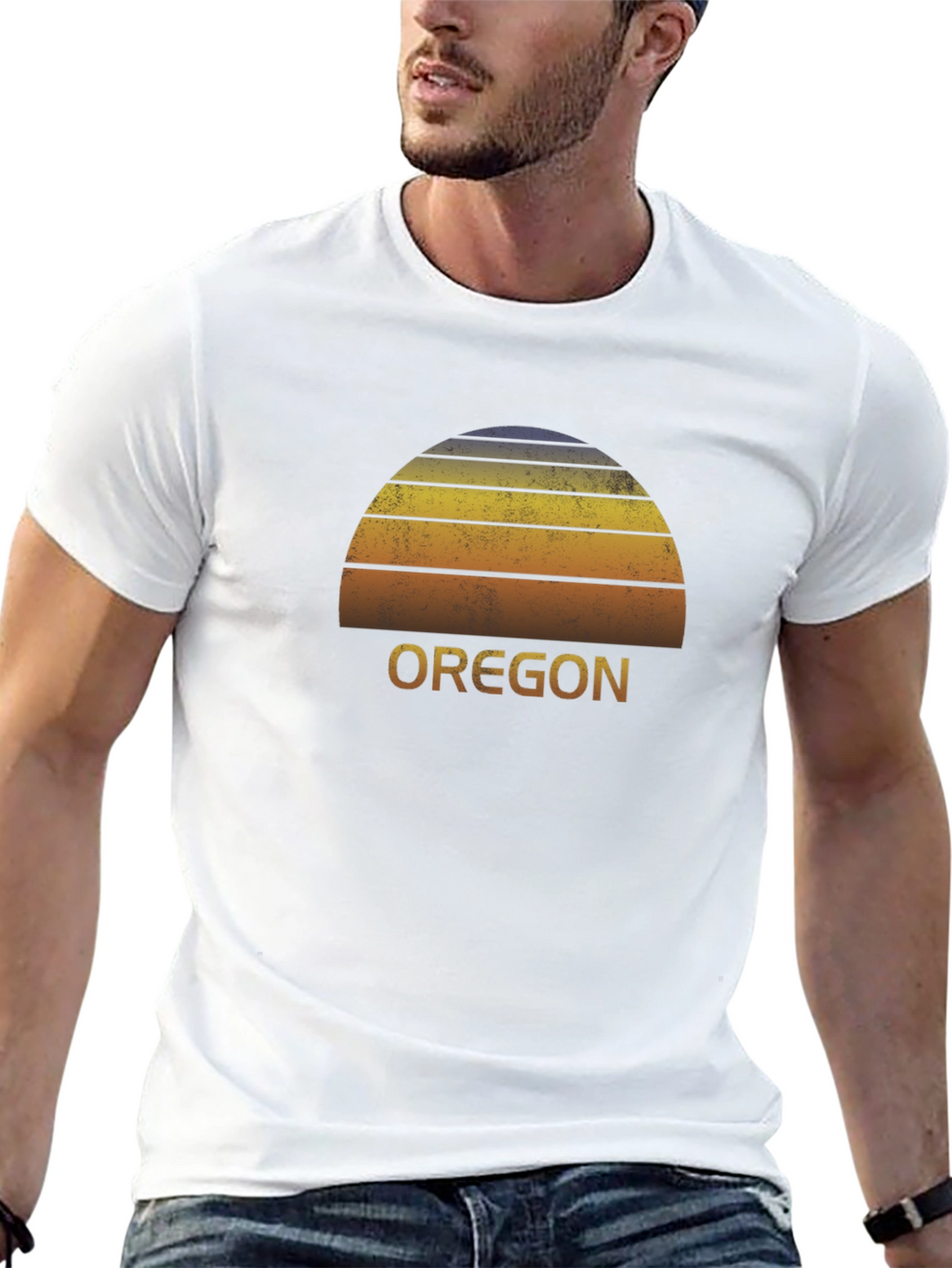 Retro Oregon Sunset Graphic Tee - Black