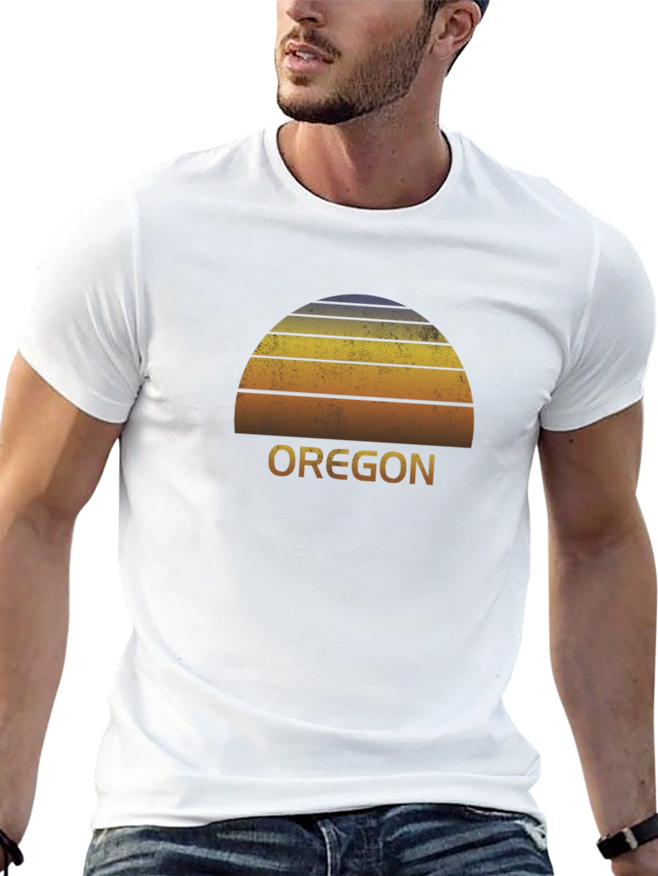 Retro Oregon Sunset Graphic Tee - Black