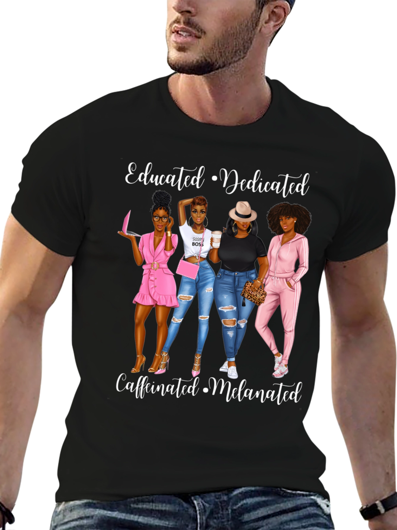 Educated Dedicated Melanated Womens Graphic T-Shirt