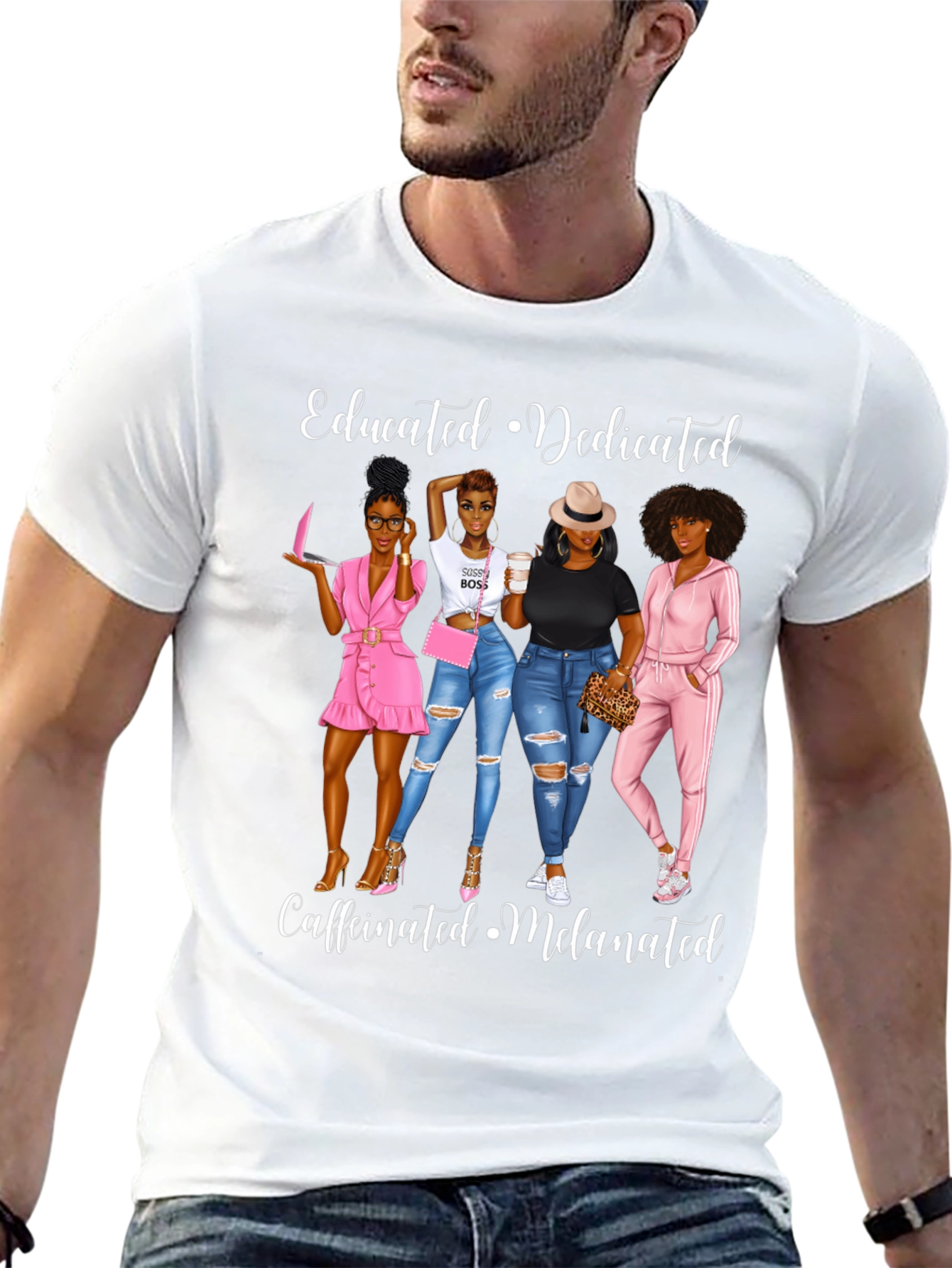Educated Dedicated Melanated Womens Graphic T-Shirt