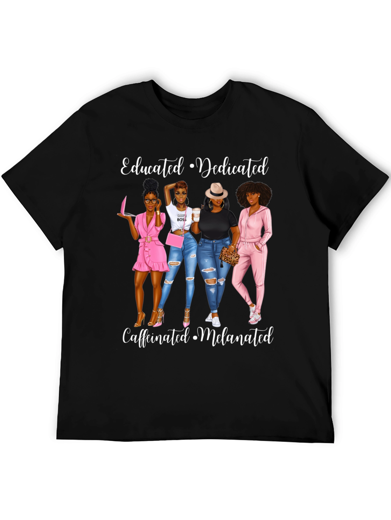 Educated Dedicated Melanated Womens Graphic T-Shirt