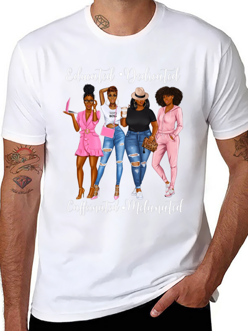 Educated Dedicated Melanated Womens Graphic T-Shirt