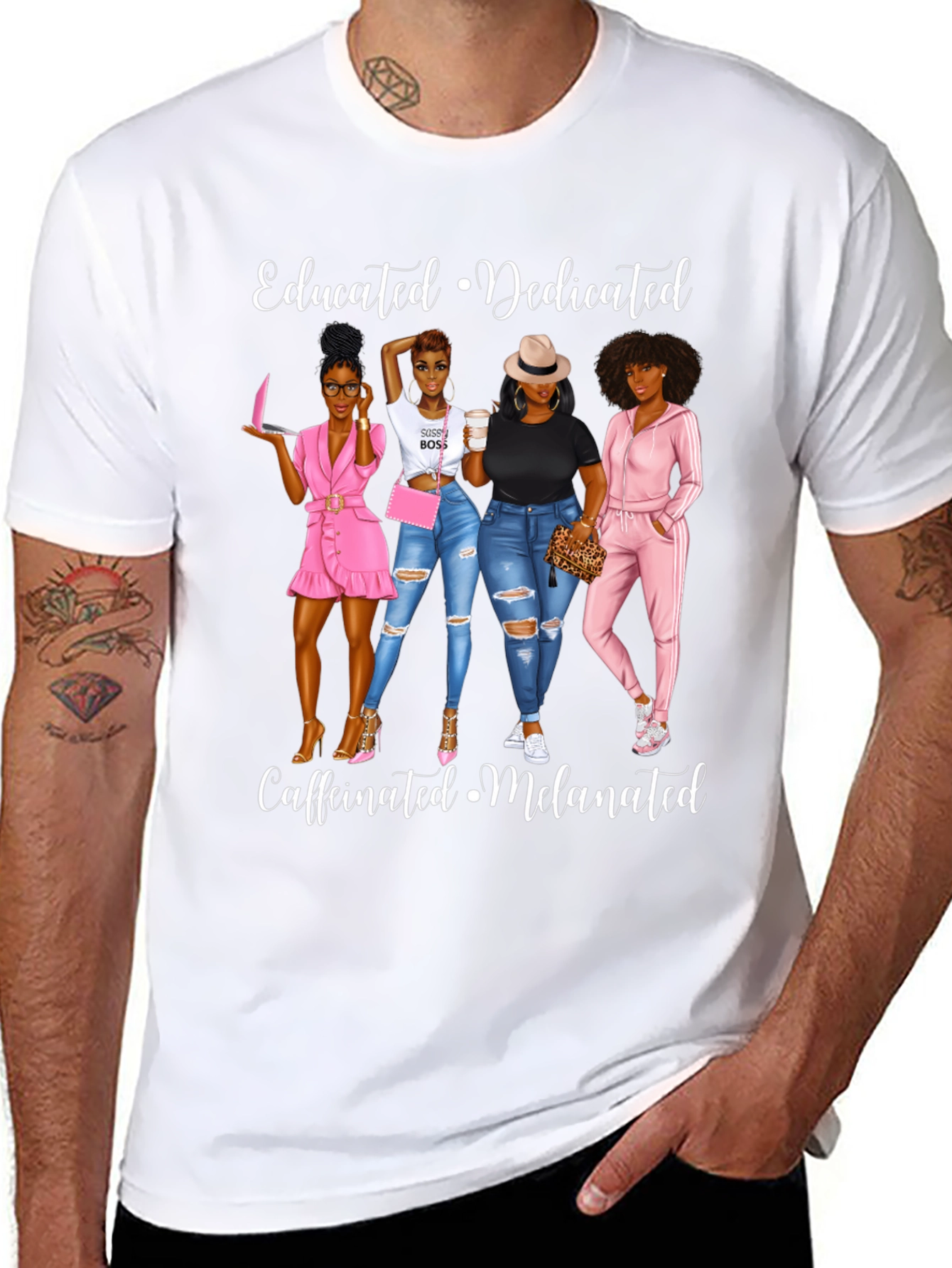 Educated Dedicated Melanated Womens Graphic T-Shirt
