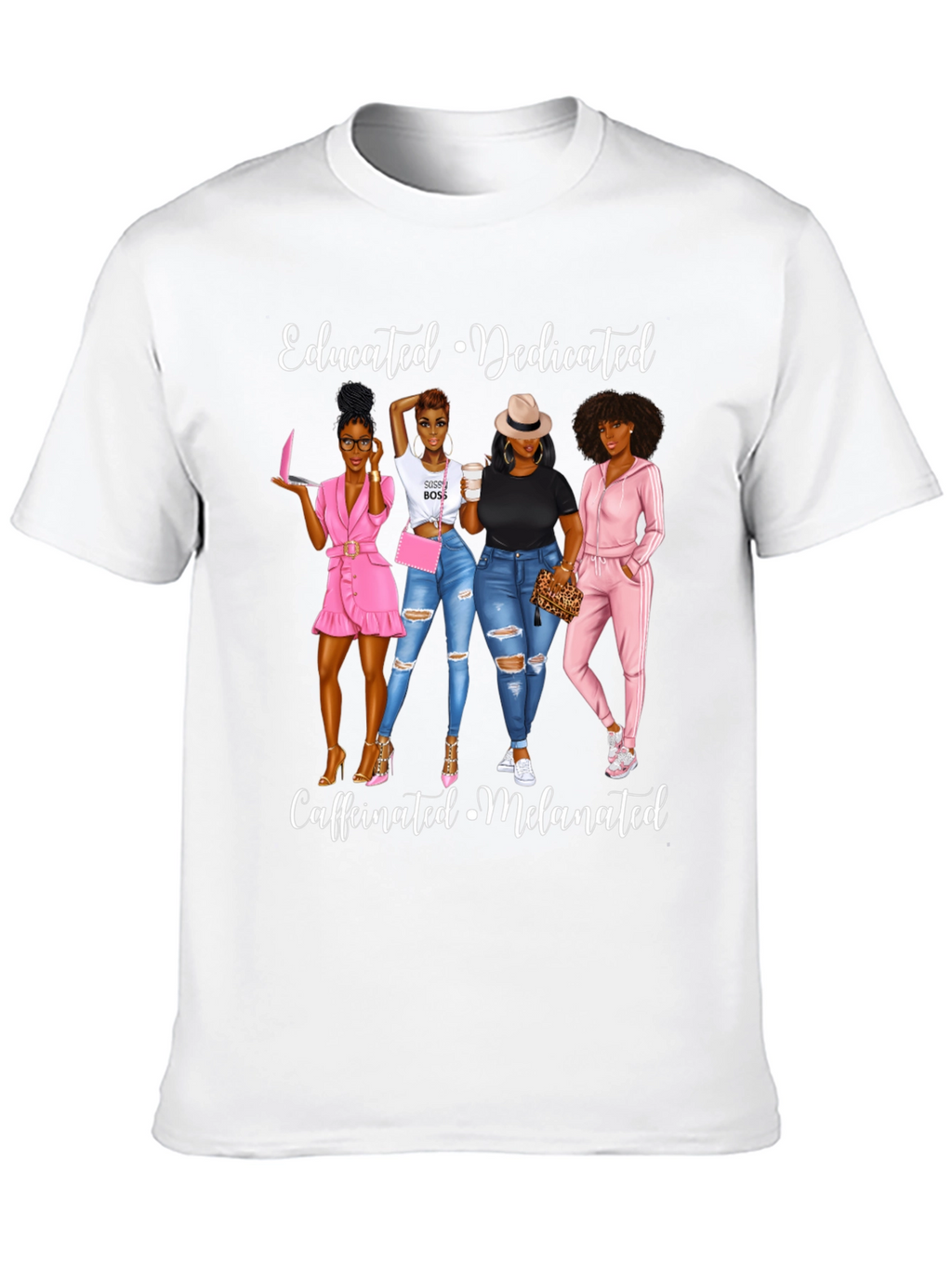 Educated Dedicated Melanated Womens Graphic T-Shirt