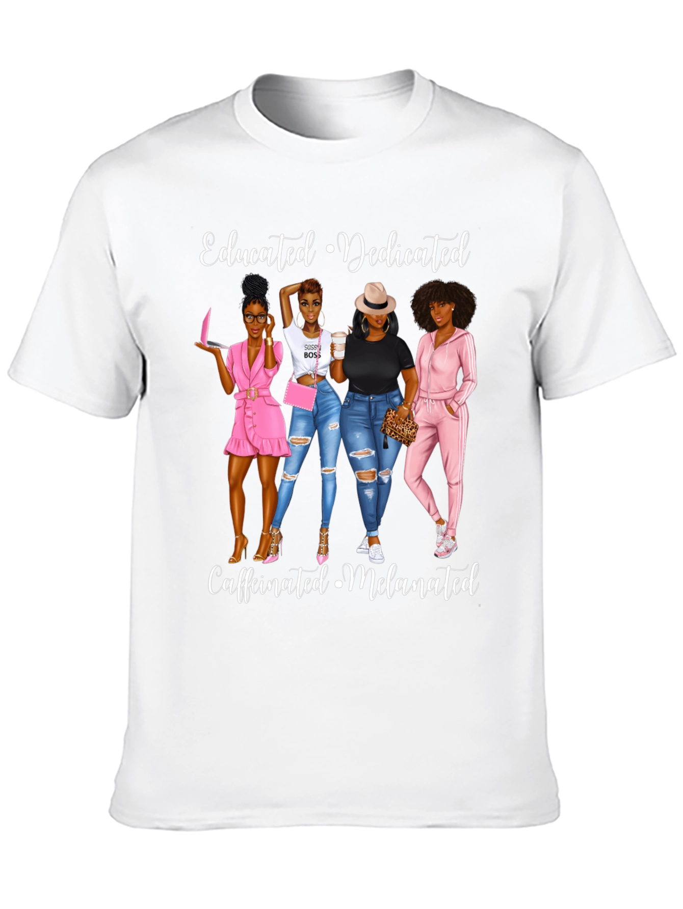 Educated Dedicated Melanated Womens Graphic T-Shirt