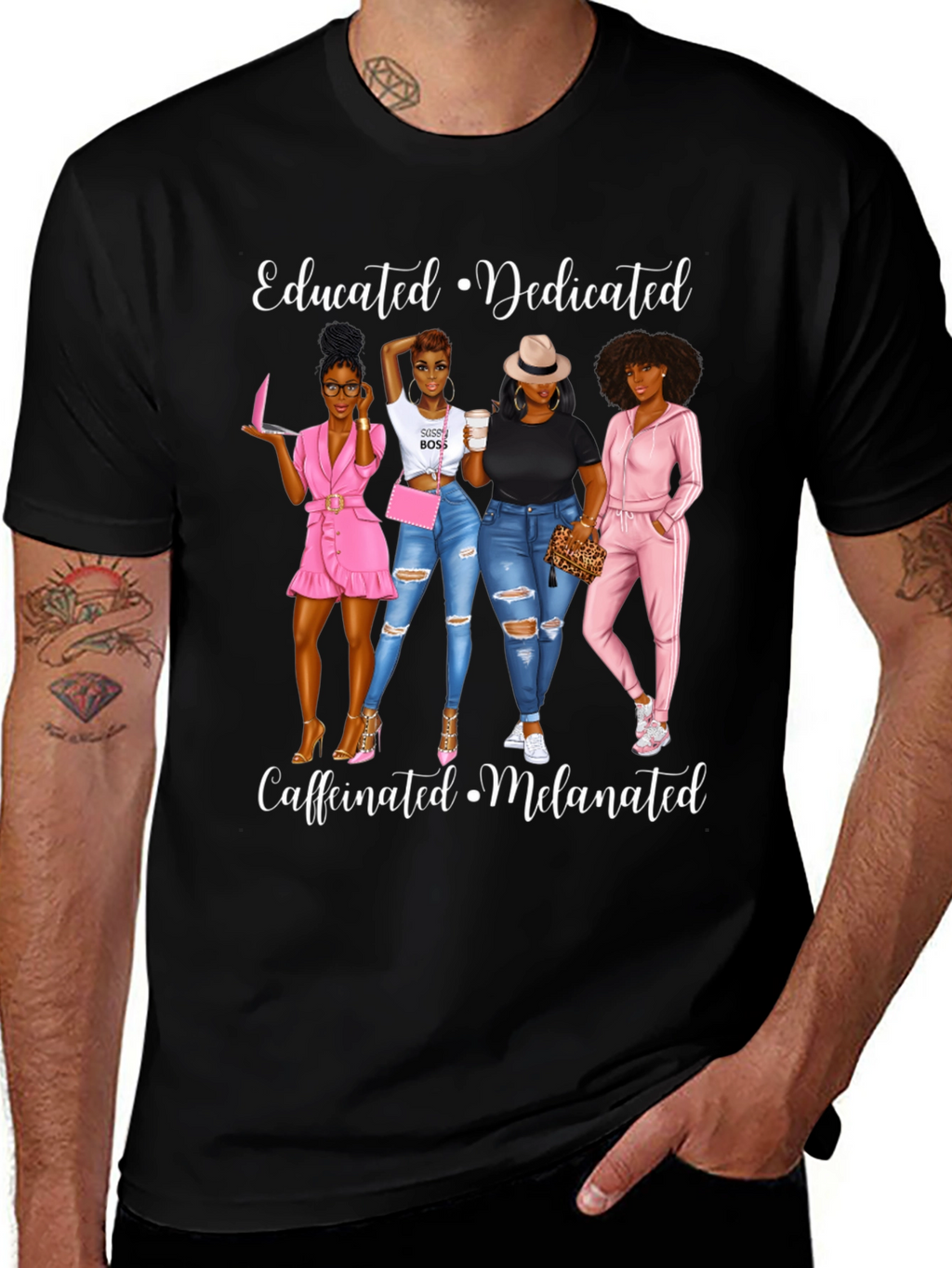 Educated Dedicated Melanated Womens Graphic T-Shirt