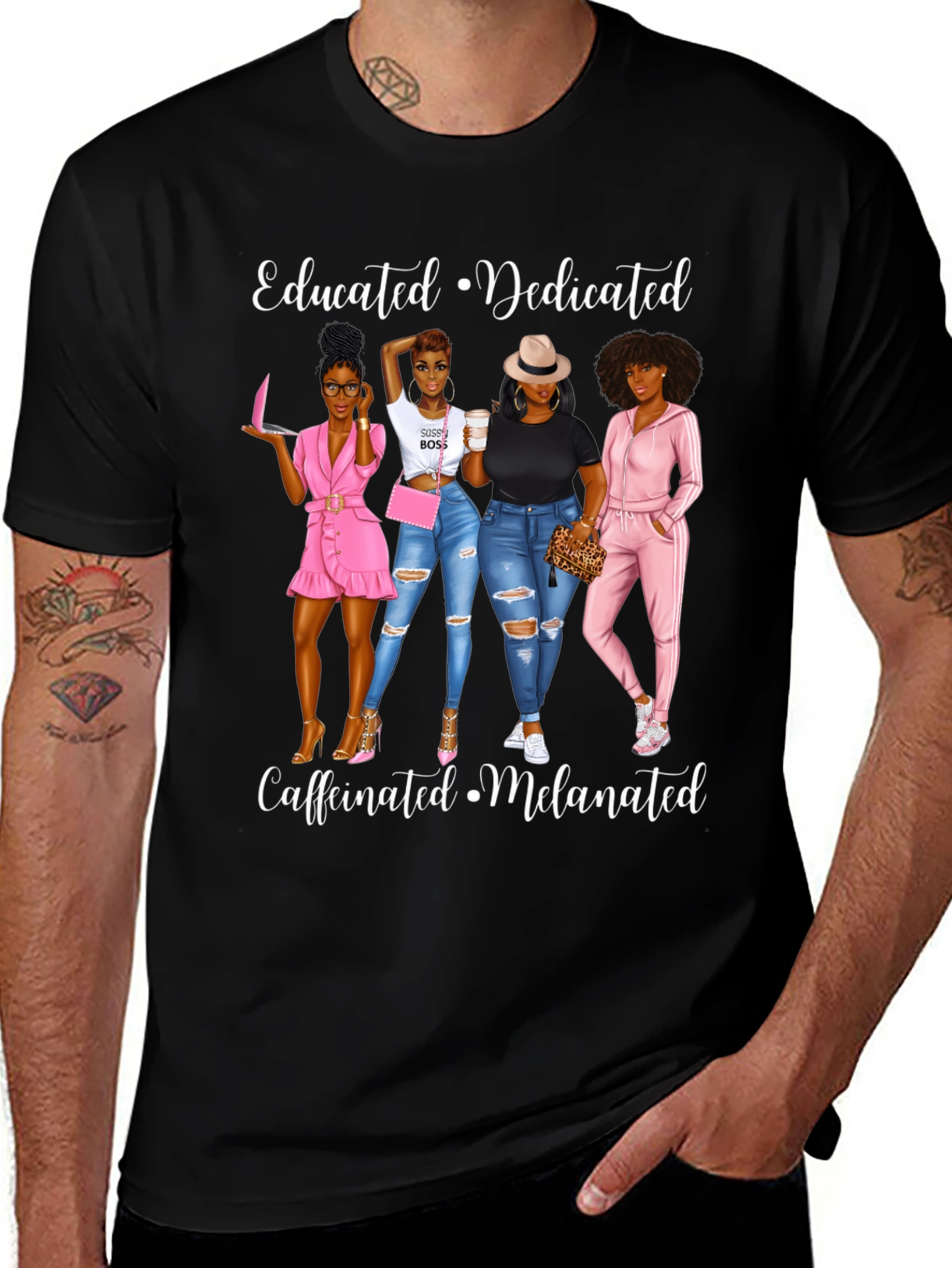 Educated Dedicated Melanated Womens Graphic T-Shirt