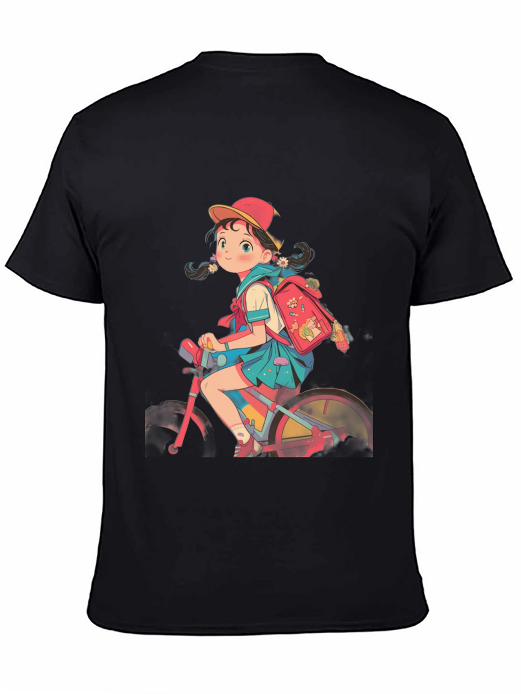 Anime Girl Riding Bicycle Graphic Tee