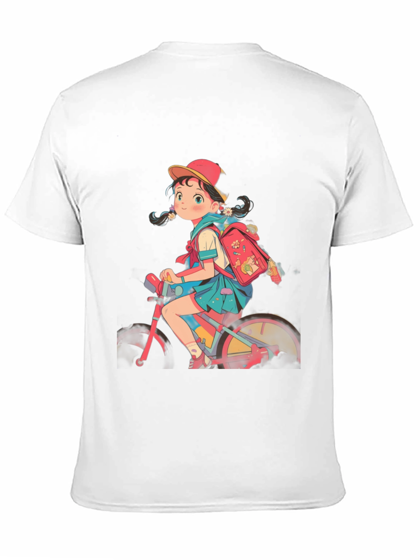 Anime Girl Riding Bicycle Graphic Tee