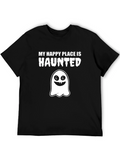 Haunted Happy Place T-Shirt - Spooky Ghost Graphic Tee