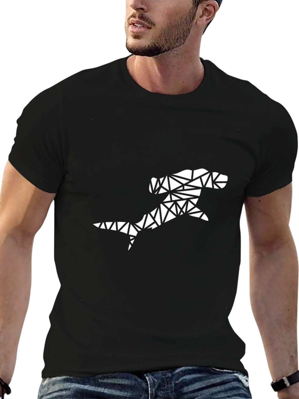 Geometric Hammerhead Shark Graphic Tee