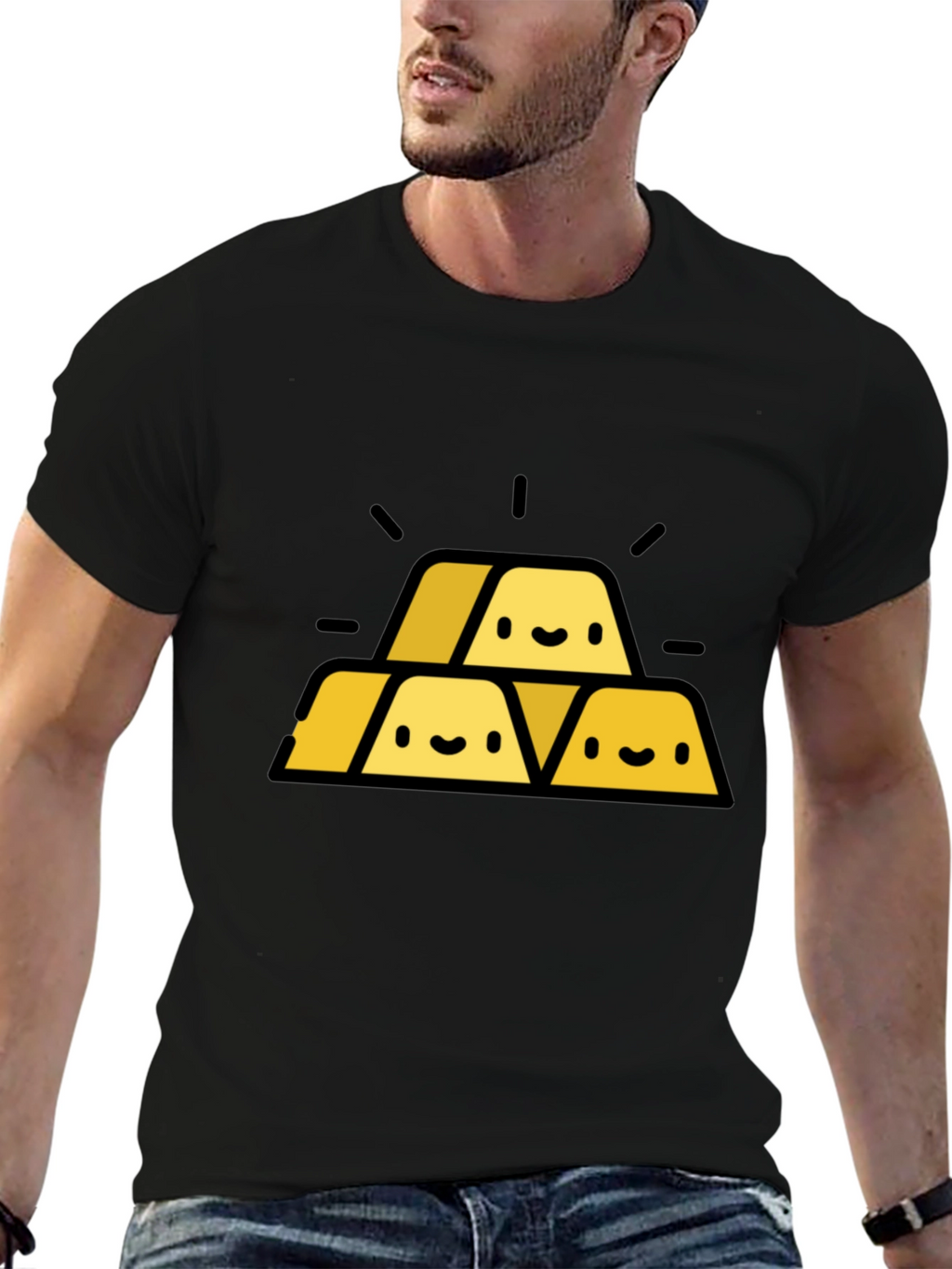 Gold Bars Graphic Tee - Black
