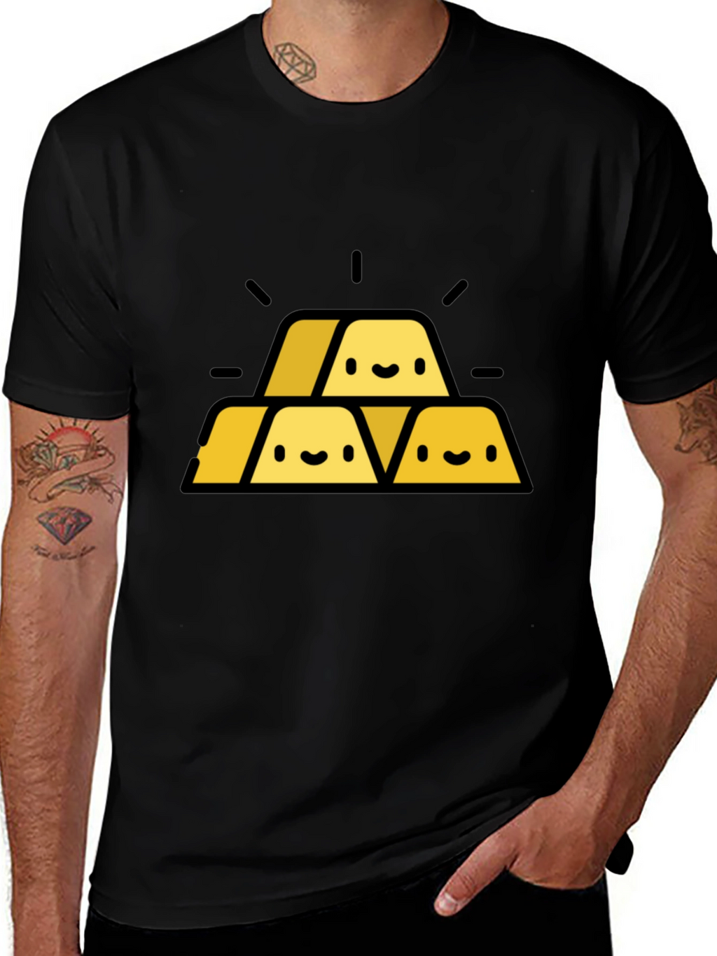 Gold Bars Graphic Tee - Black